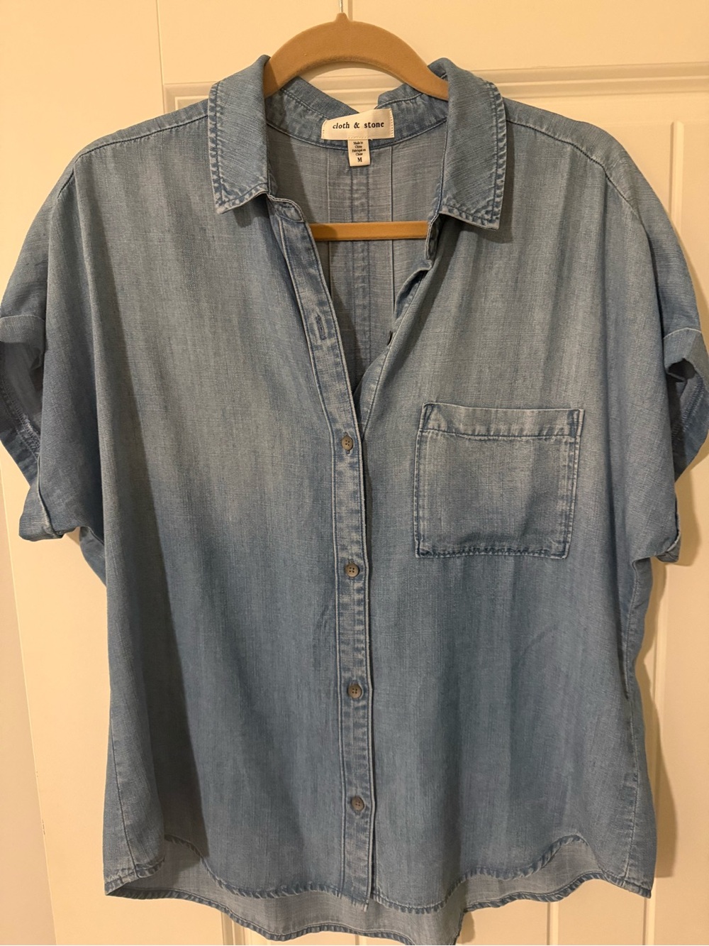 cloth & stone faded blue denim shirt - casual button-up